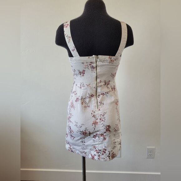 No Boundaries Floral Overall Dress Mini Bodycon Sweetheart Neckline Cottagecore - Picture 4 of 11